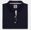 FootJoy Solid Polo Watercolour Trim pique - navy with coral/white