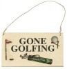 Deurschild van hout - gone golfing