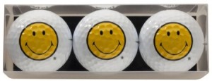 golfballen met opdruk smileys - geel gezichtje