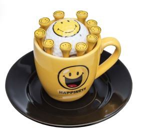 Espressokopje met golfbal en tees - smiley