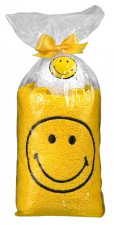 caddy towel met opdruk smiley geel