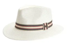 House of Ord - Stripe Fedora - ivory/taupe/red