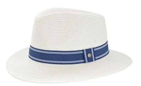 House of Ord - Stripe Fedora - ivory/navy/white
